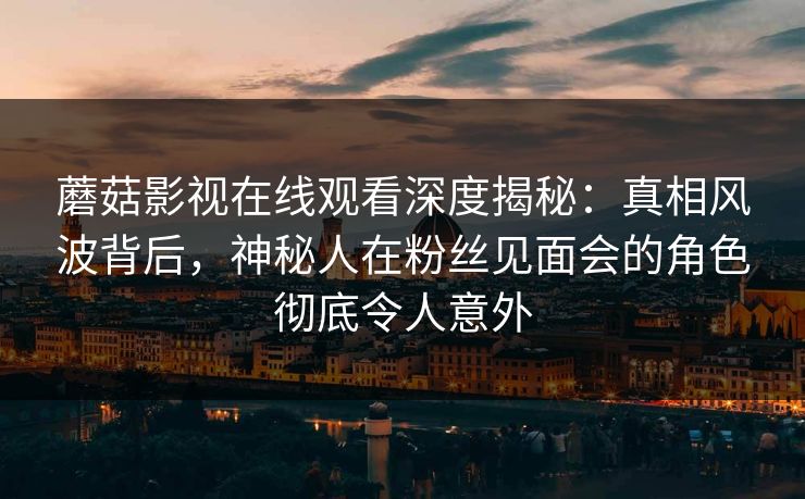 蘑菇影视在线观看深度揭秘：真相风波背后，神秘人在粉丝见面会的角色彻底令人意外