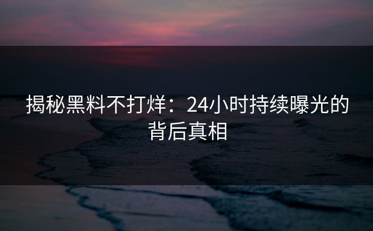 揭秘黑料不打烊：24小时持续曝光的背后真相