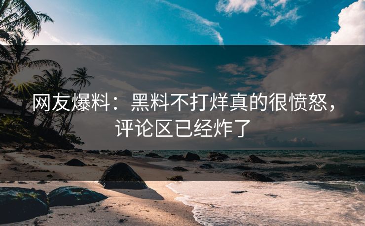 网友爆料：黑料不打烊真的很愤怒，评论区已经炸了