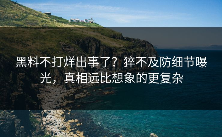 黑料不打烊出事了？猝不及防细节曝光，真相远比想象的更复杂