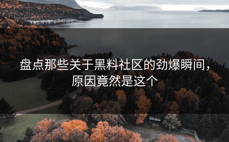 盘点那些关于黑料社区的劲爆瞬间，原因竟然是这个