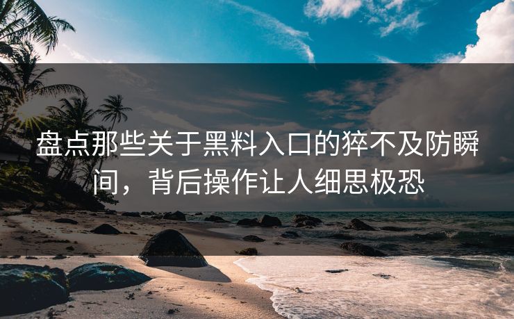 盘点那些关于黑料入口的猝不及防瞬间，背后操作让人细思极恐