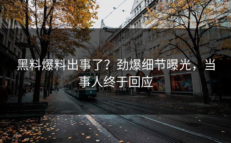 黑料爆料出事了？劲爆细节曝光，当事人终于回应
