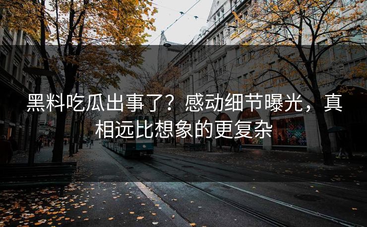 黑料吃瓜出事了？感动细节曝光，真相远比想象的更复杂