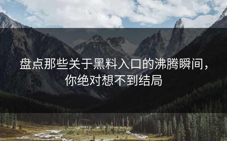 盘点那些关于黑料入口的沸腾瞬间，你绝对想不到结局