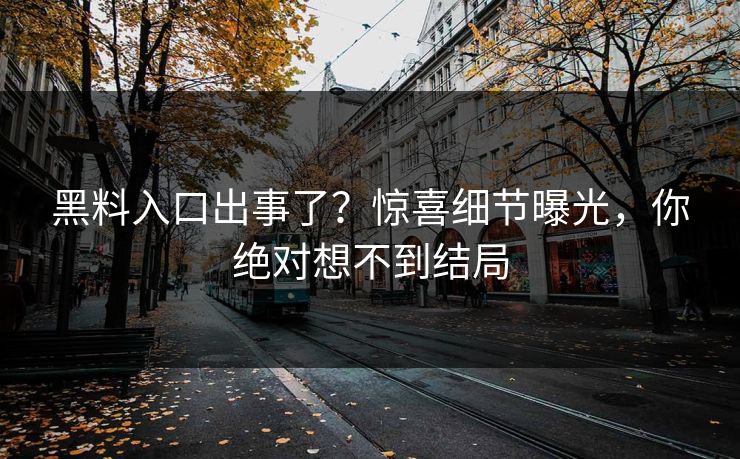 黑料入口出事了？惊喜细节曝光，你绝对想不到结局