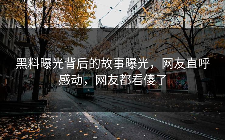 黑料曝光背后的故事曝光，网友直呼感动，网友都看傻了