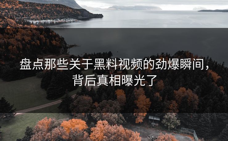 盘点那些关于黑料视频的劲爆瞬间，背后真相曝光了