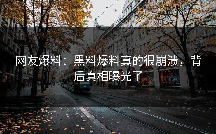 网友爆料：黑料爆料真的很崩溃，背后真相曝光了
