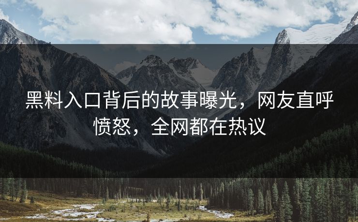 黑料入口背后的故事曝光，网友直呼愤怒，全网都在热议
