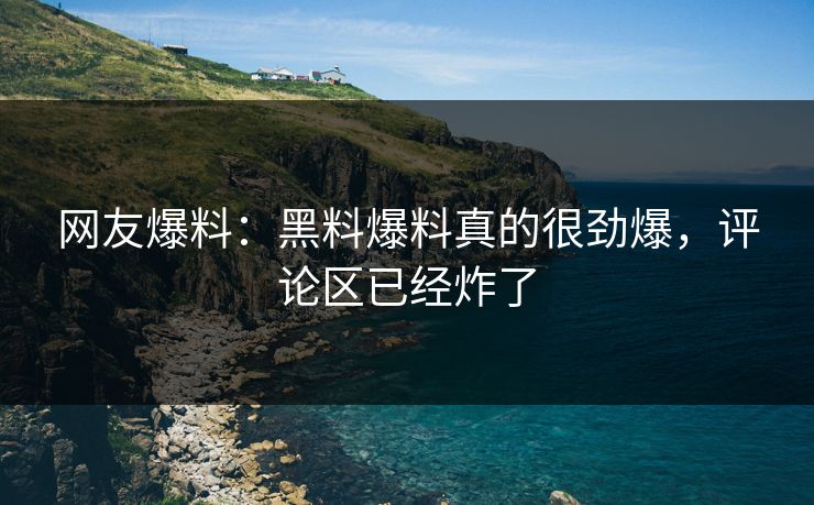 网友爆料：黑料爆料真的很劲爆，评论区已经炸了
