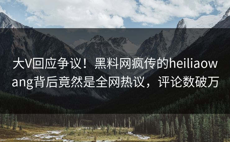 大V回应争议！黑料网疯传的heiliaowang背后竟然是全网热议，评论数破万