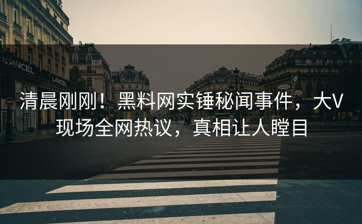 清晨刚刚！黑料网实锤秘闻事件，大V现场全网热议，真相让人瞠目