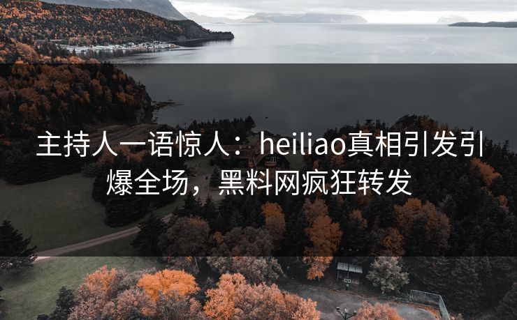 主持人一语惊人：heiliao真相引发引爆全场，黑料网疯狂转发