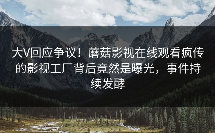 大V回应争议！蘑菇影视在线观看疯传的影视工厂背后竟然是曝光，事件持续发酵