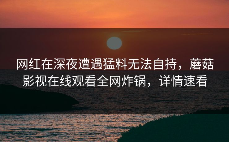 网红在深夜遭遇猛料无法自持，蘑菇影视在线观看全网炸锅，详情速看