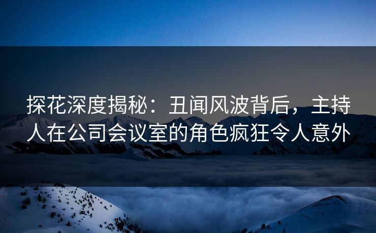 探花深度揭秘：丑闻风波背后，主持人在公司会议室的角色疯狂令人意外