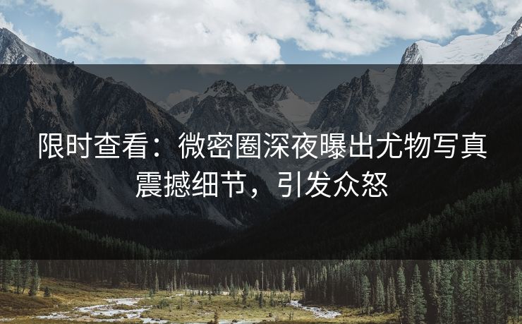 限时查看：微密圈深夜曝出尤物写真震撼细节，引发众怒