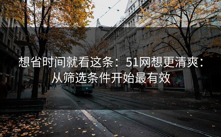 想省时间就看这条：51网想更清爽：从筛选条件开始最有效